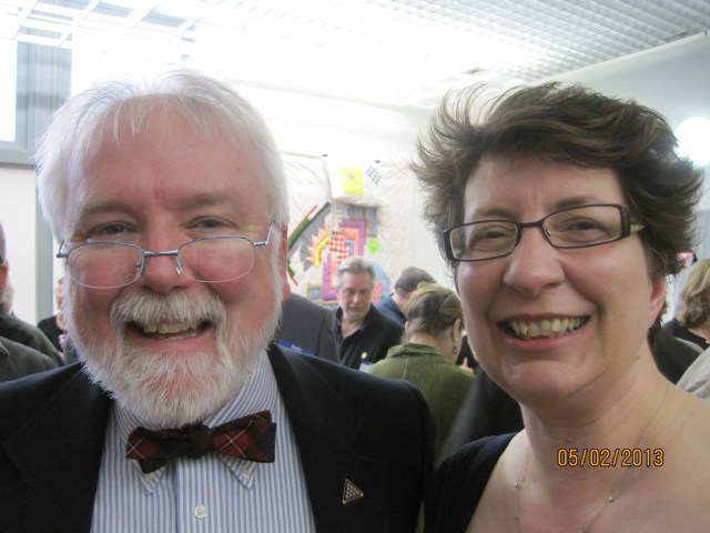 Brendan DuBois and Dana Cameron at the Dell pre-Edgars cocktail party. (Photo courtesy of Toni LP Kelner.)