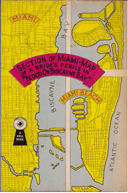 A Dell “Map Back” from the forties, here showing the geography of Biscayne Bay, sandwiched between Miami and Miami Beach.